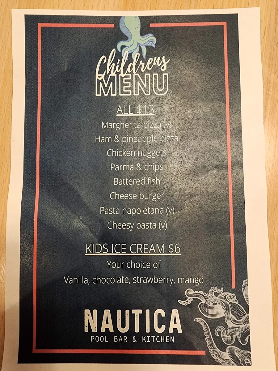 Menu, Nautica Bar & Restaurant