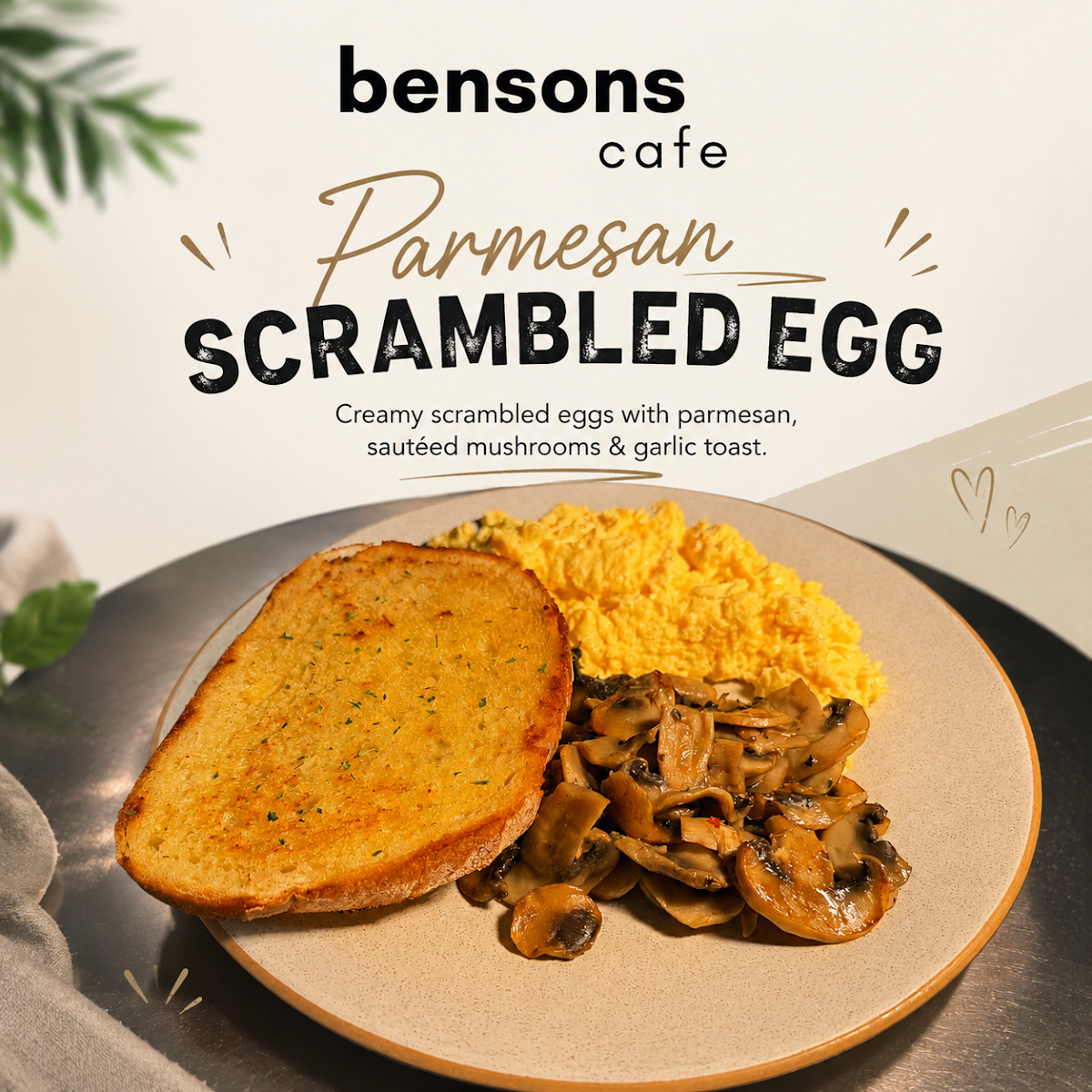 Menu, Bensons Cafe