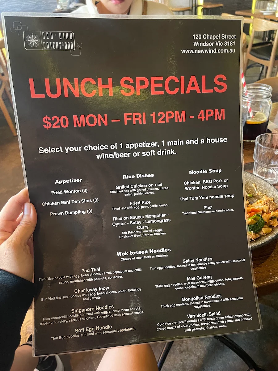 Menu, New Wind