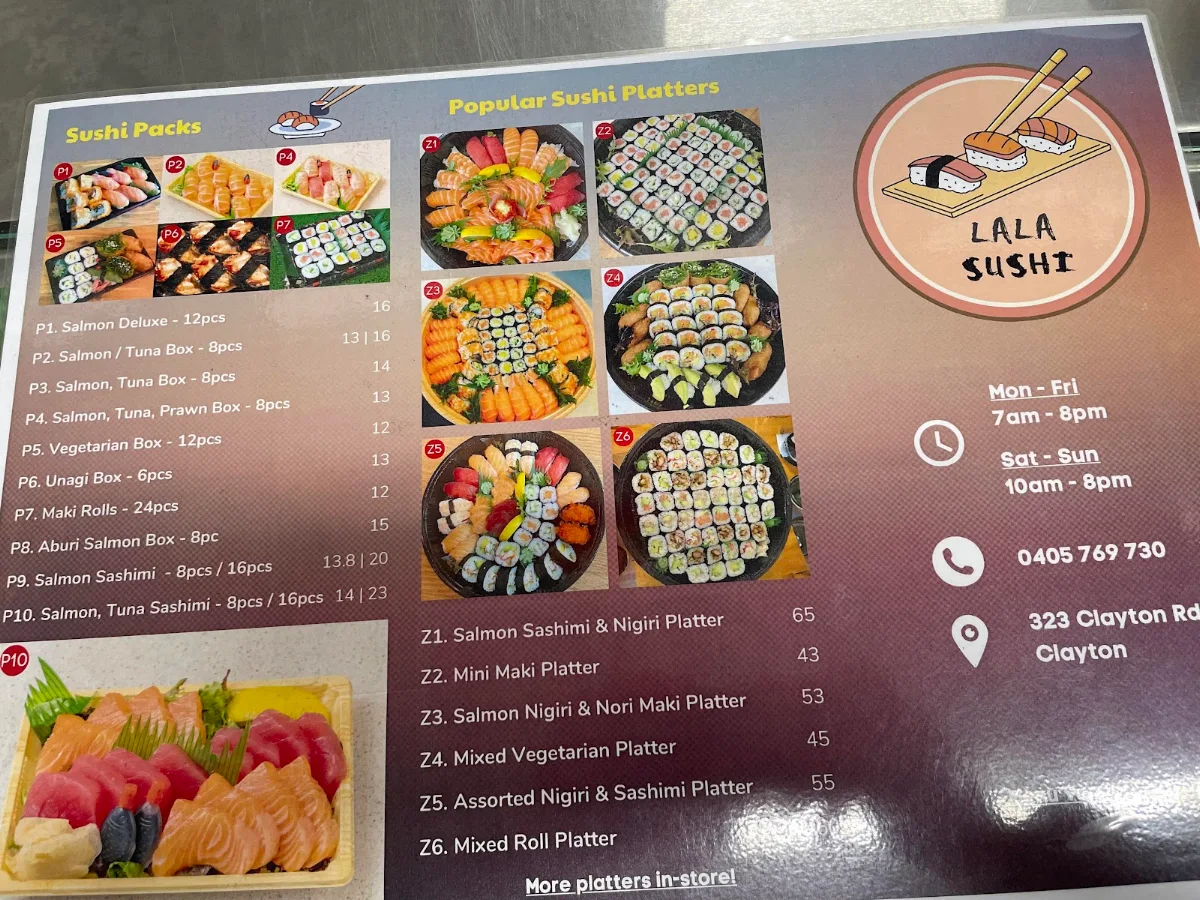 Menu, Lala Sushi