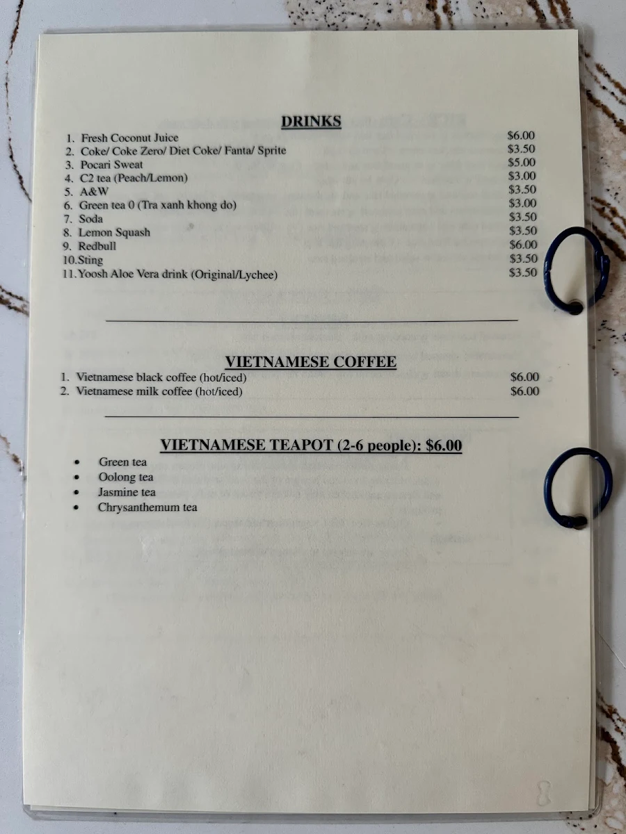Menu, Bong's Cafe and Restaurant