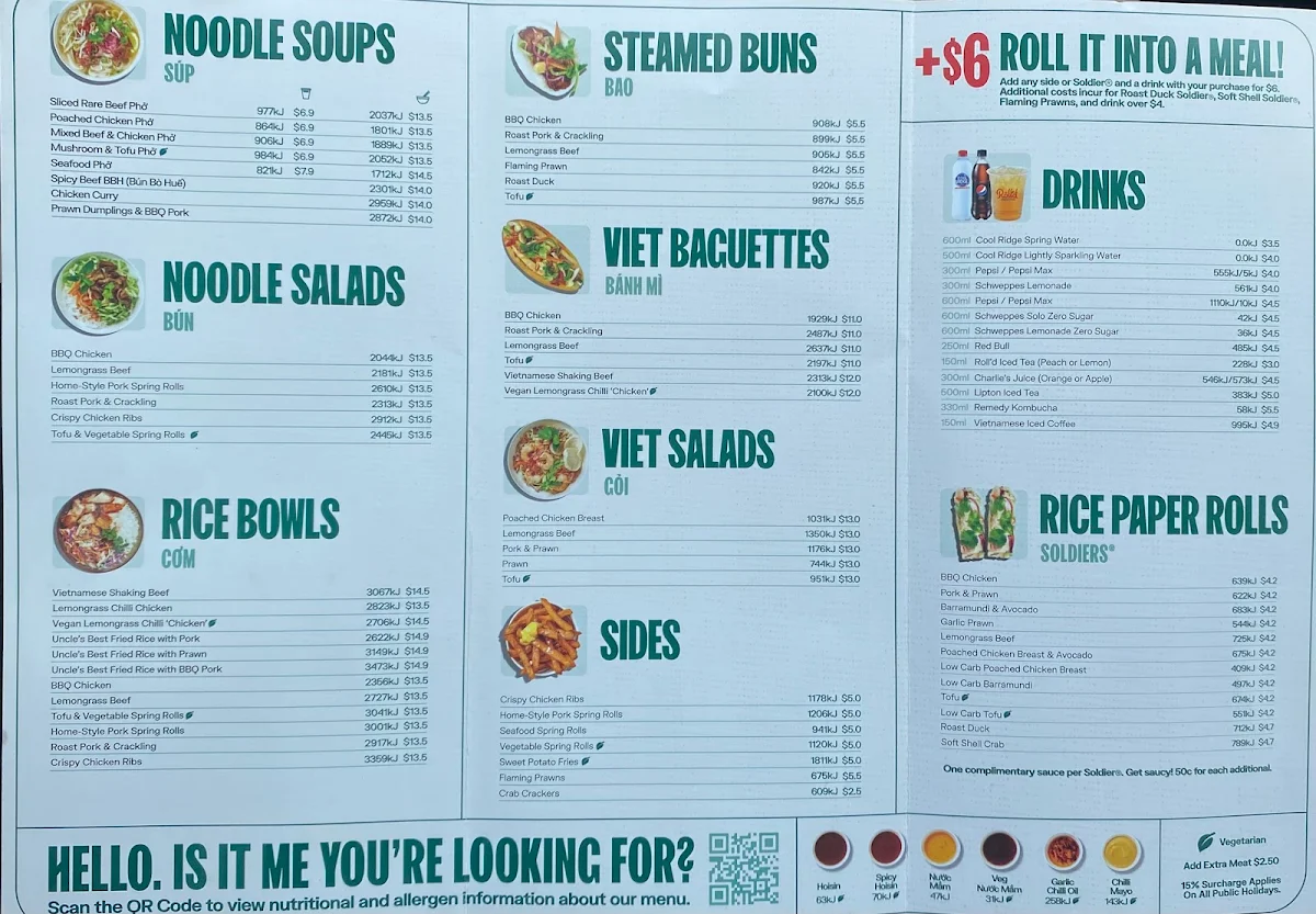 Menu, Roll'd Narellan