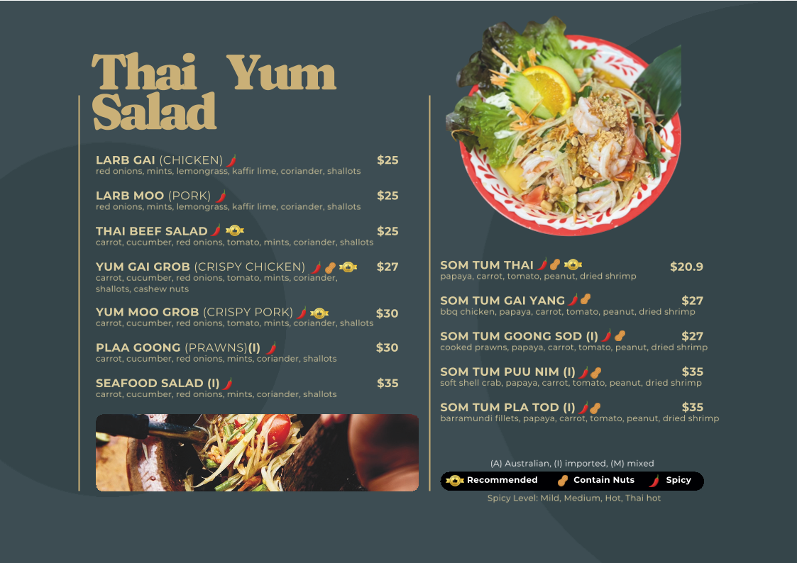 Menu, Phranakorn Thai Cafe and Restaurant