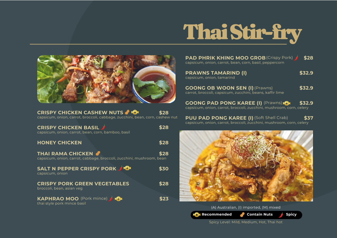 Menu, Phranakorn Thai Cafe and Restaurant