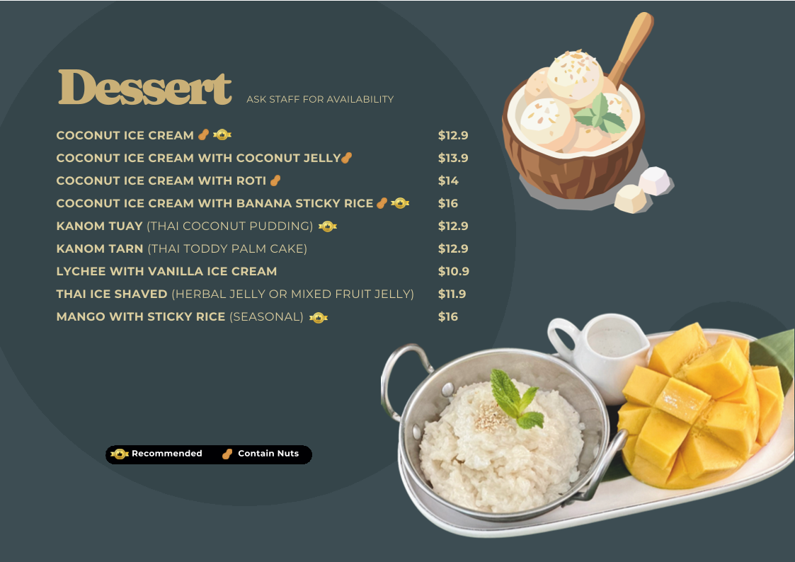 Menu, Phranakorn Thai Cafe and Restaurant