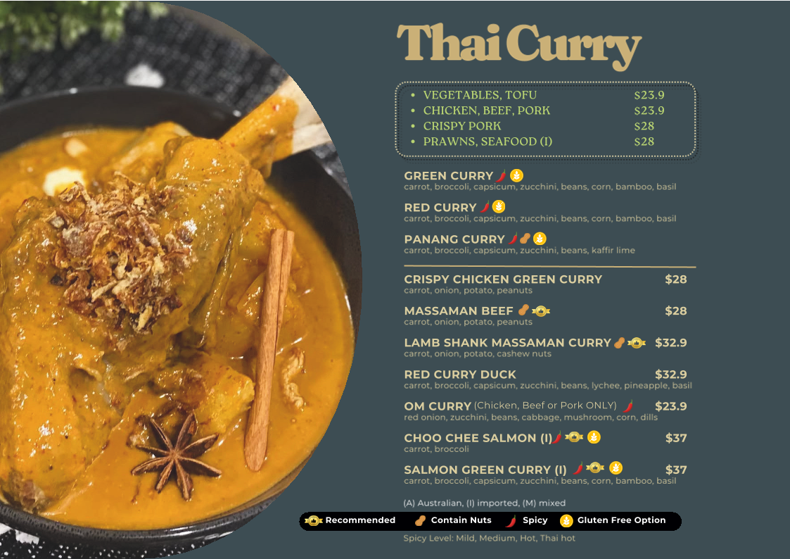 Menu, Phranakorn Thai Cafe and Restaurant