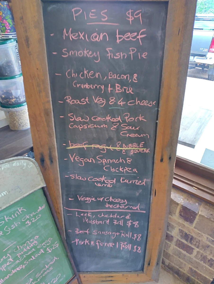 Menu, Kynefin Cafe