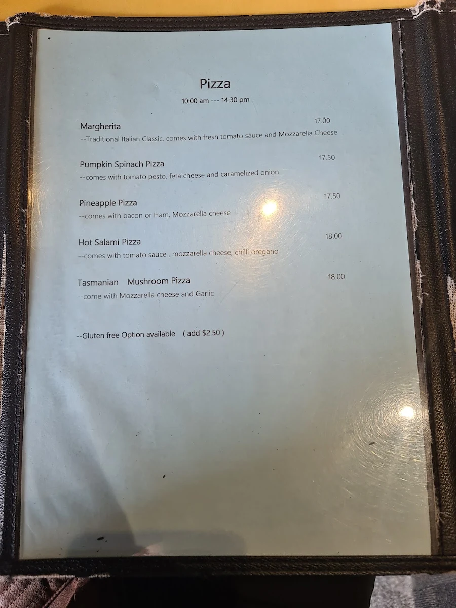 Menu, Beach House Restaurant and bar