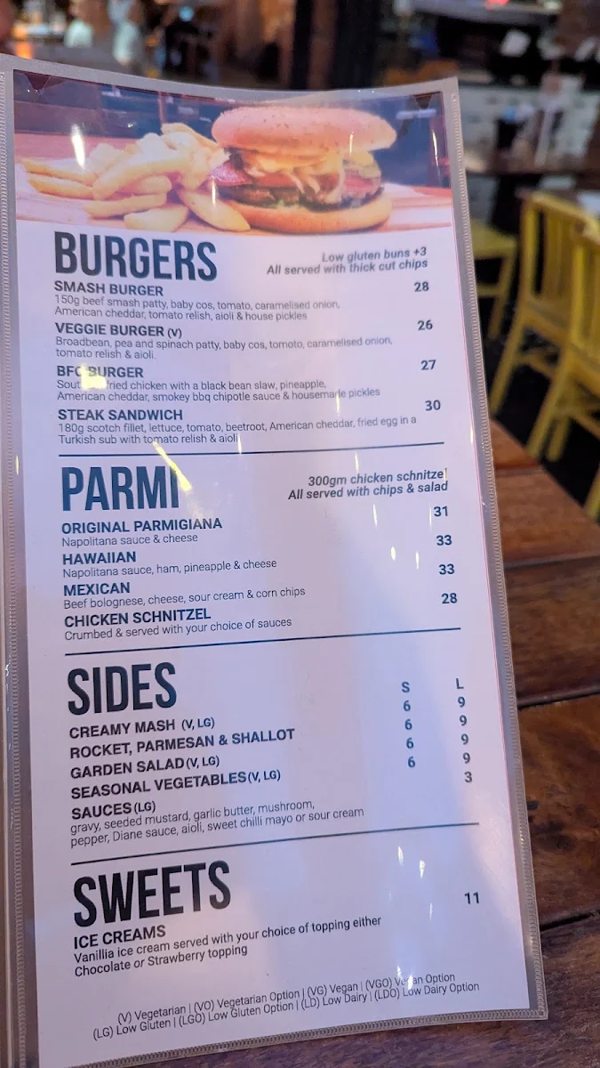 Menu, The Bended Elbow