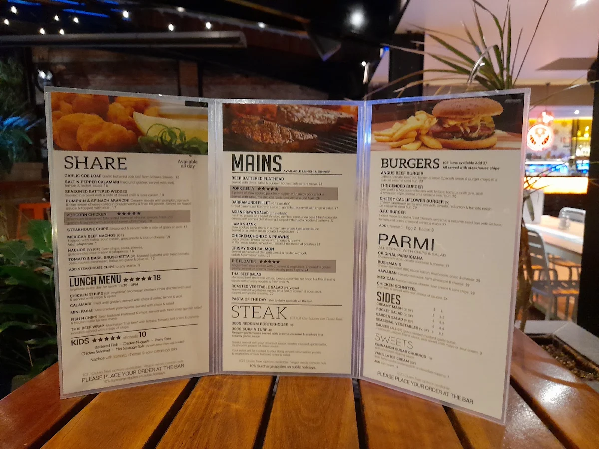 Menu, The Bended Elbow