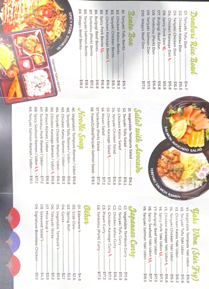 Menu, Asuka Japanese Kitchen (Kingswood)