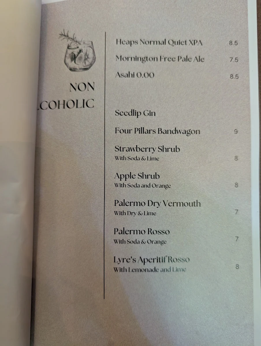 Menu, Mr Wilkinson