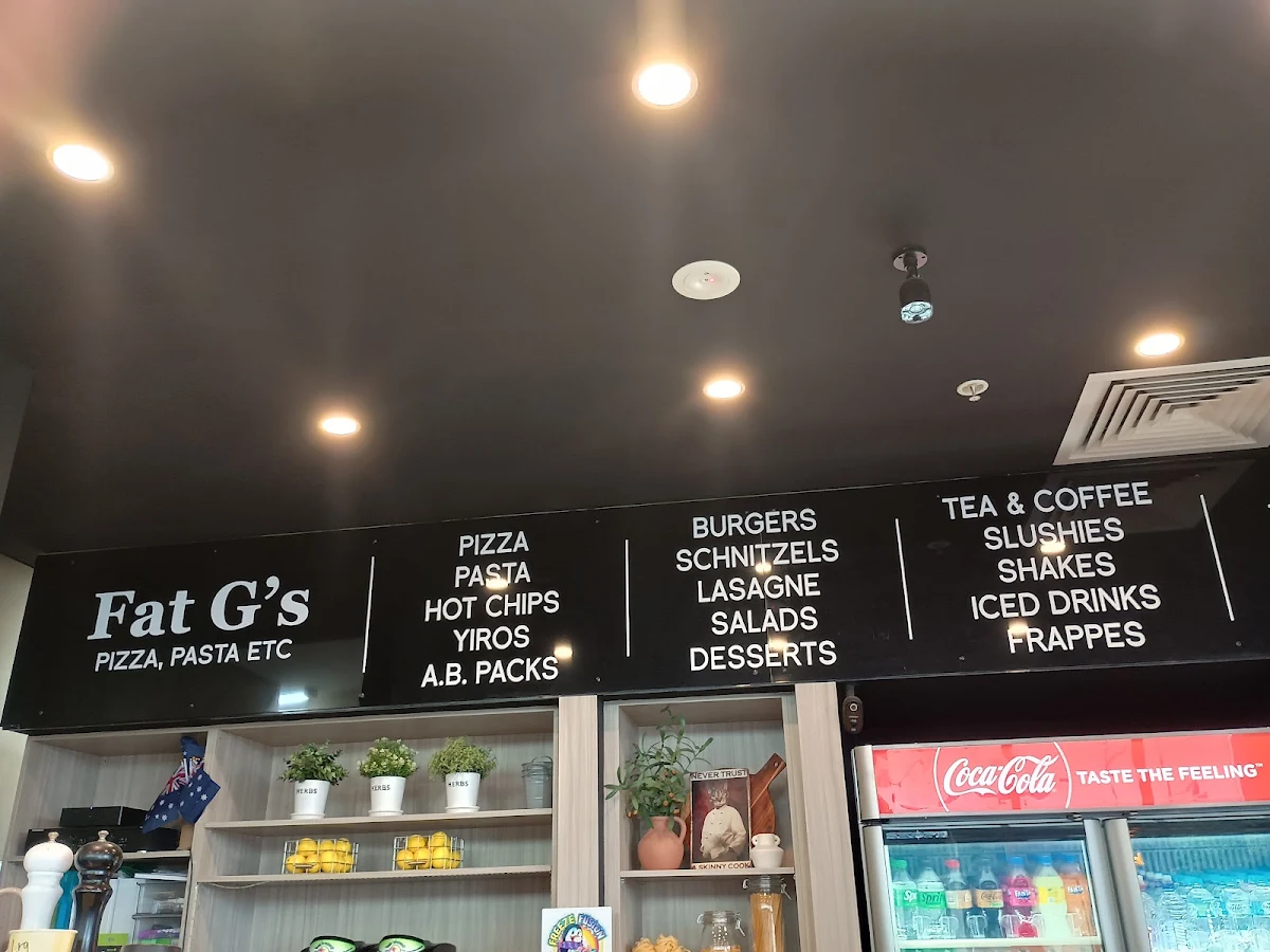 Menu, Fat G’s Pizza, Pasta Etc.