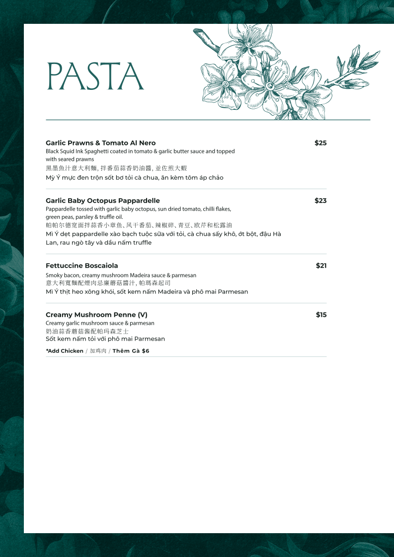 Menu, Bistro 1925