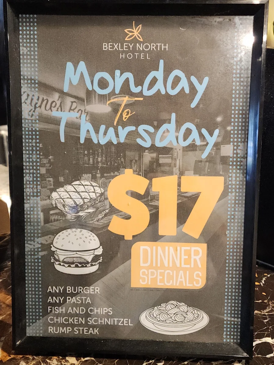 Menu, Bexley North Hotel