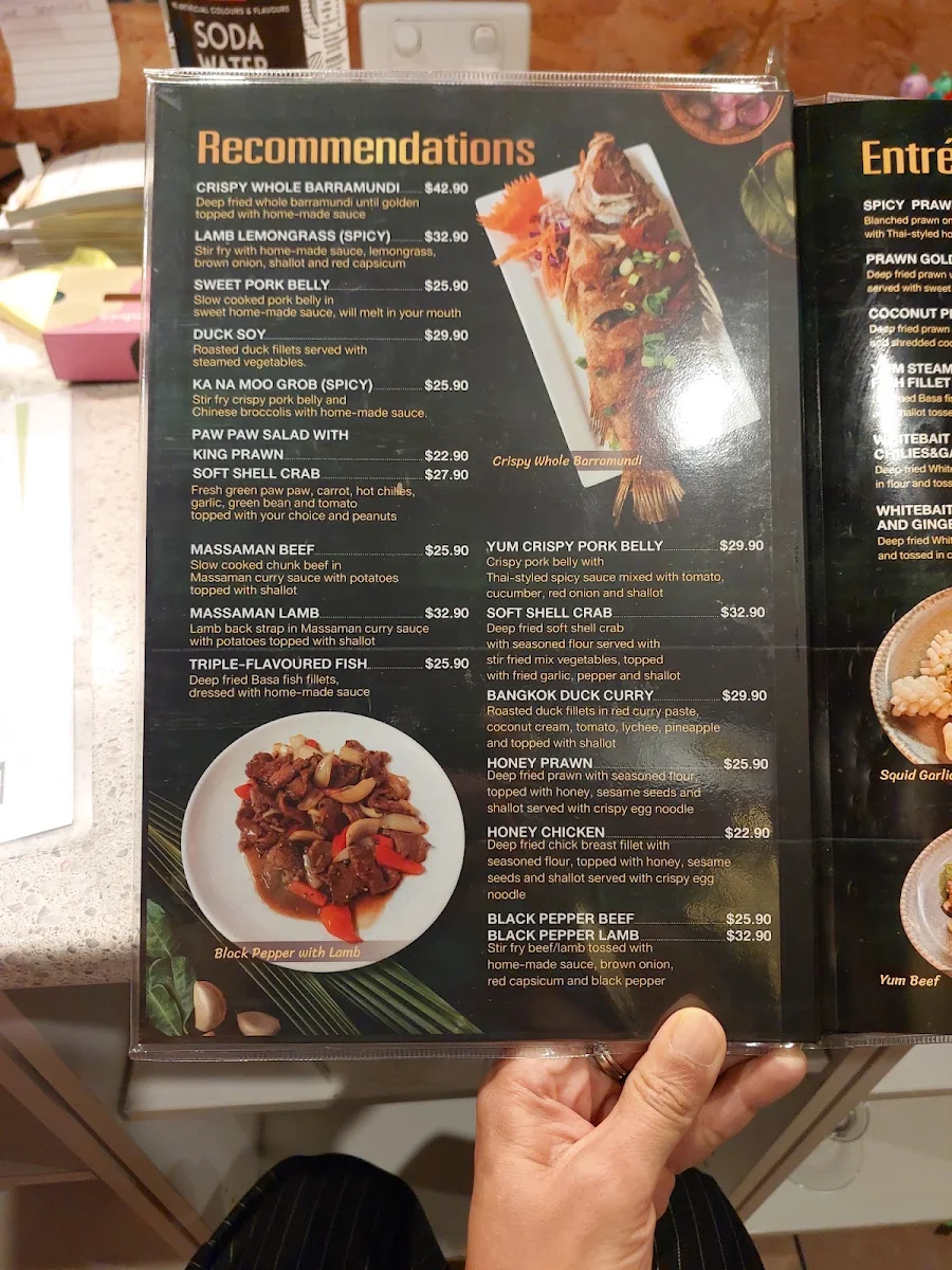 Menu, Rice Thai Restaurant