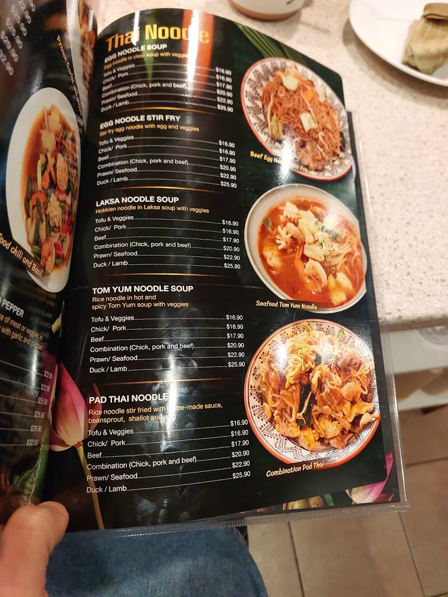 Menu, Rice Thai Restaurant
