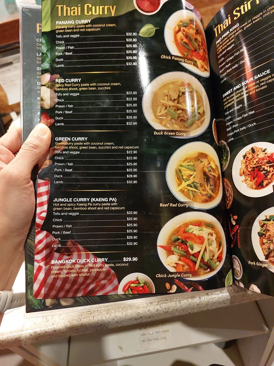 Menu, Rice Thai Restaurant