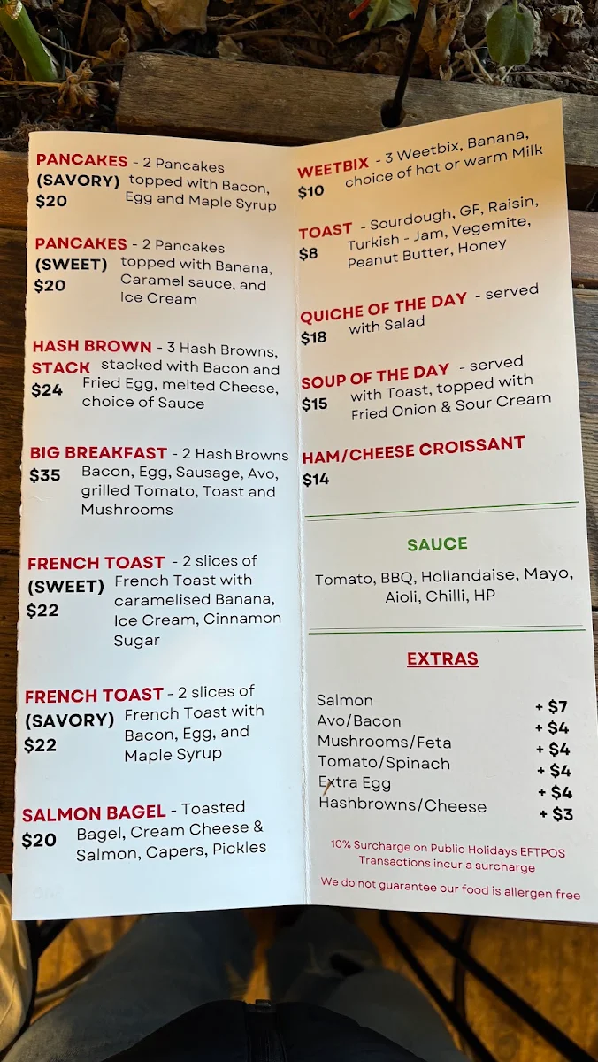 Menu, The Roast Office Cafe