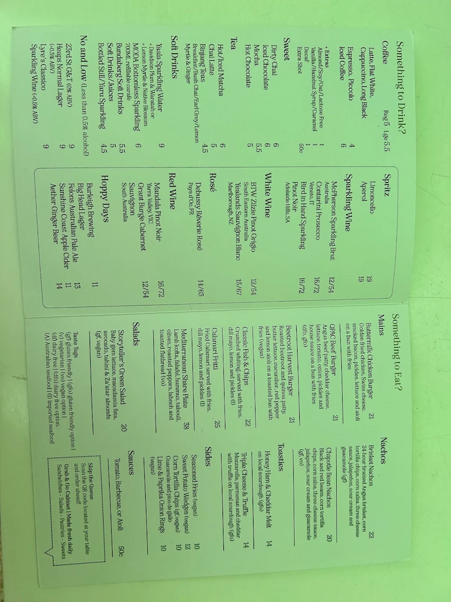 Menu, Storytellers