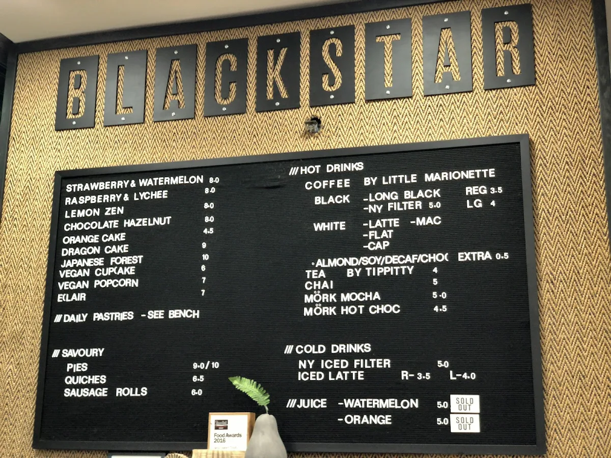 Menu, Black Star Pastry Sydney CBD
