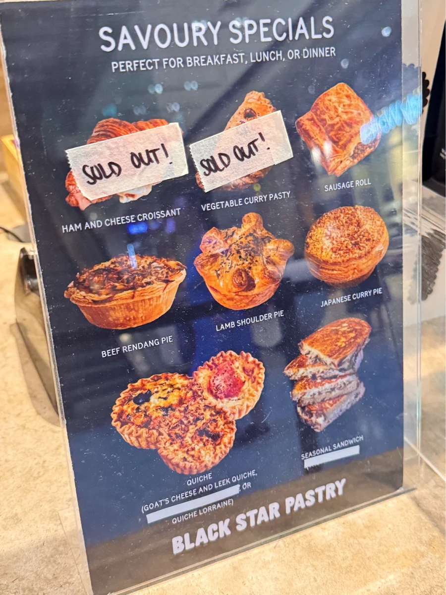Menu, Black Star Pastry Sydney CBD