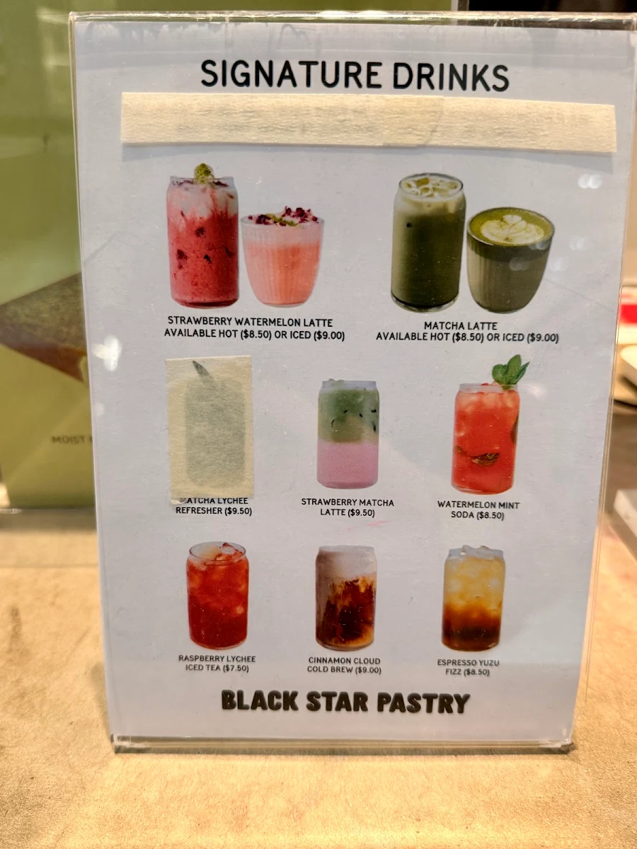 Menu, Black Star Pastry Sydney CBD