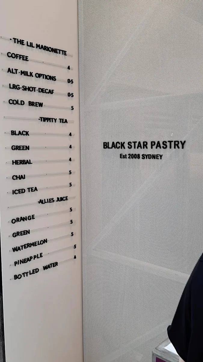 Menu, Black Star Pastry Sydney CBD