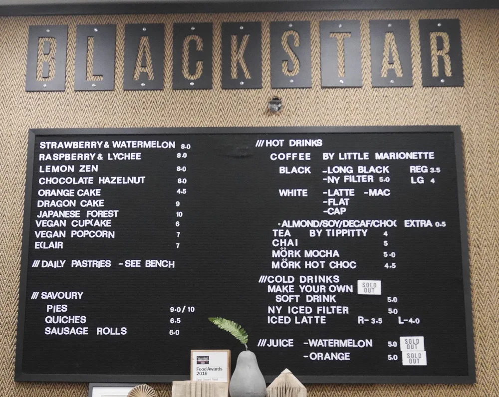 Menu, Black Star Pastry Sydney CBD