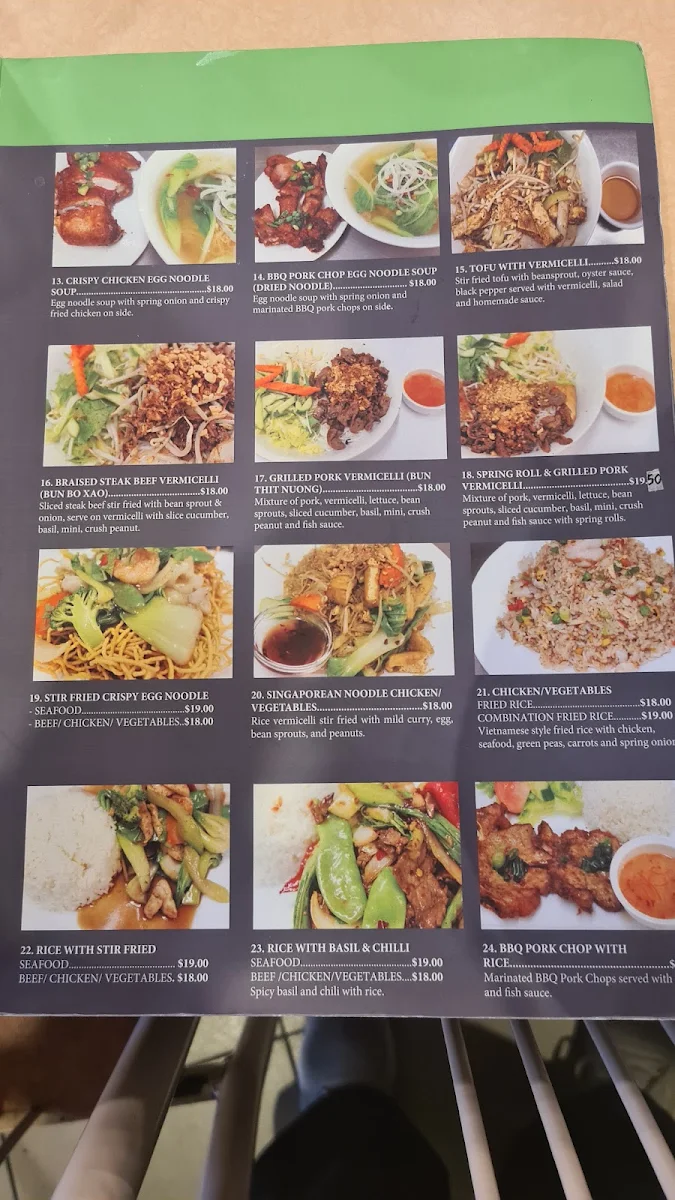Menu, Da Lat Restaurant