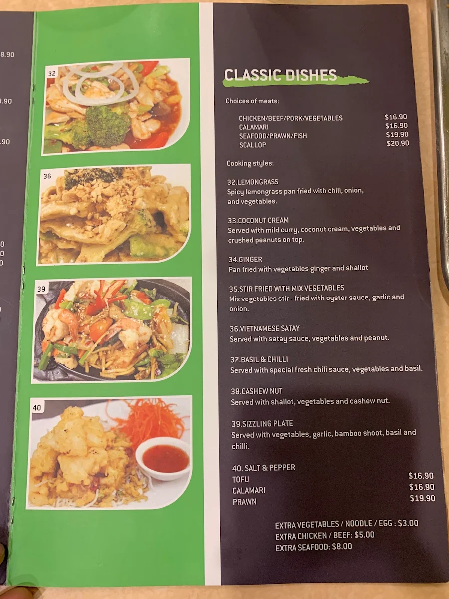 Menu, Da Lat Restaurant