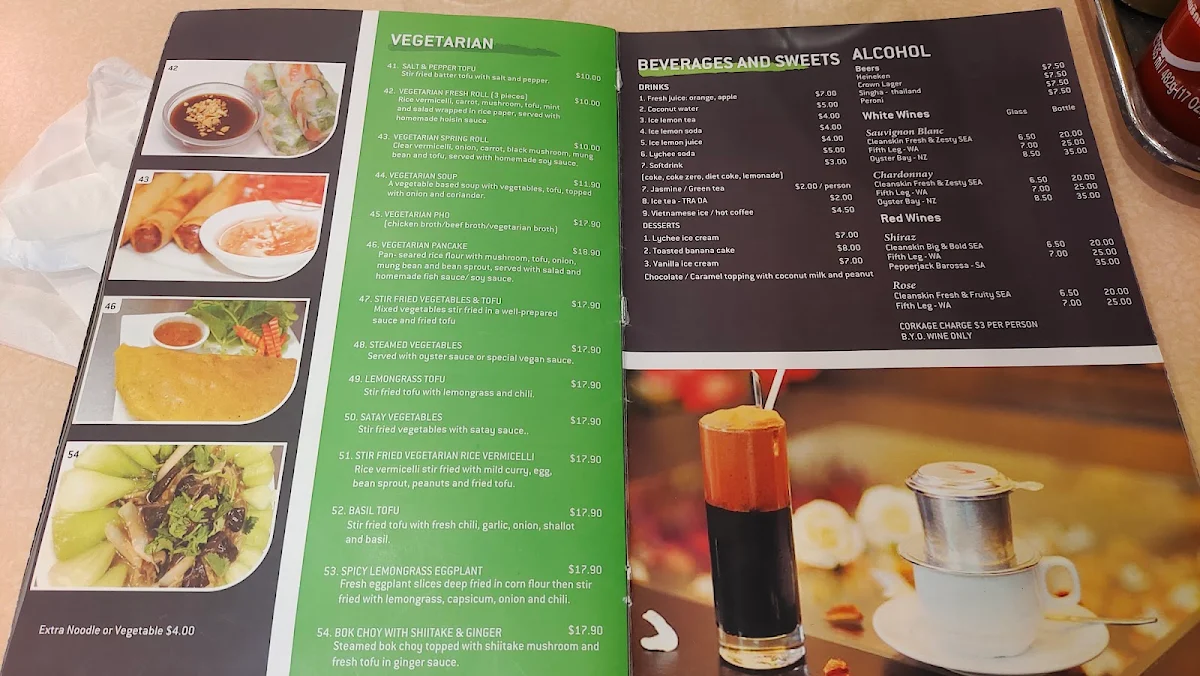 Menu, Da Lat Restaurant