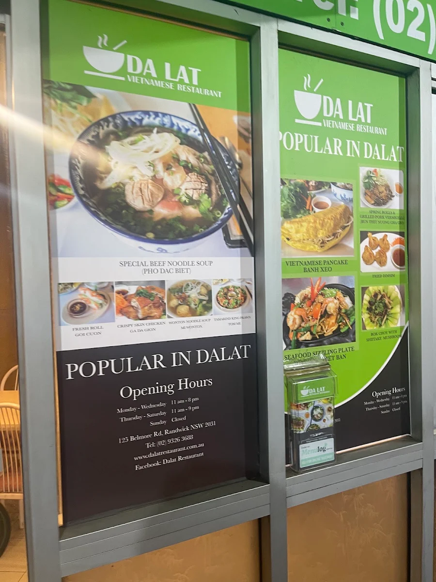 Menu, Da Lat Restaurant