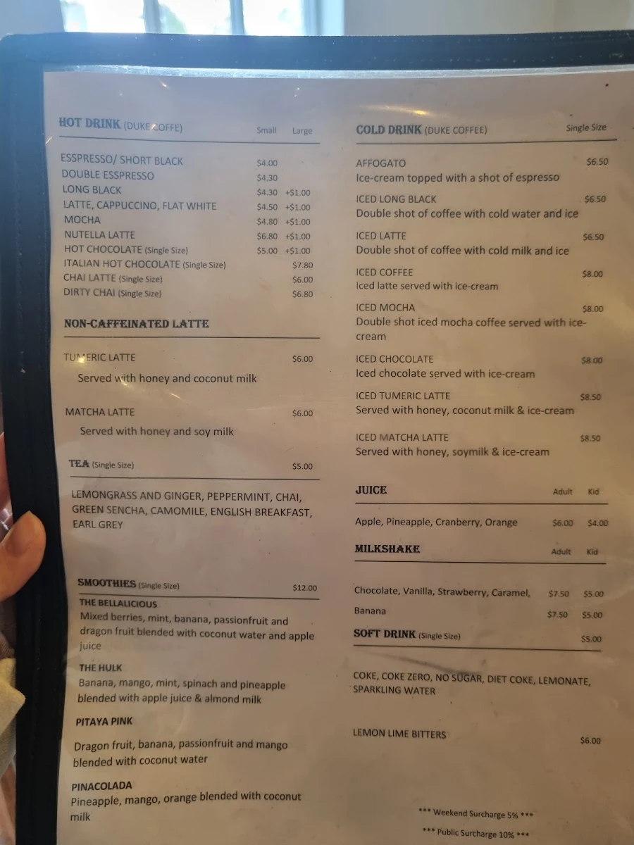 Menu, Brighton Schoolhouse