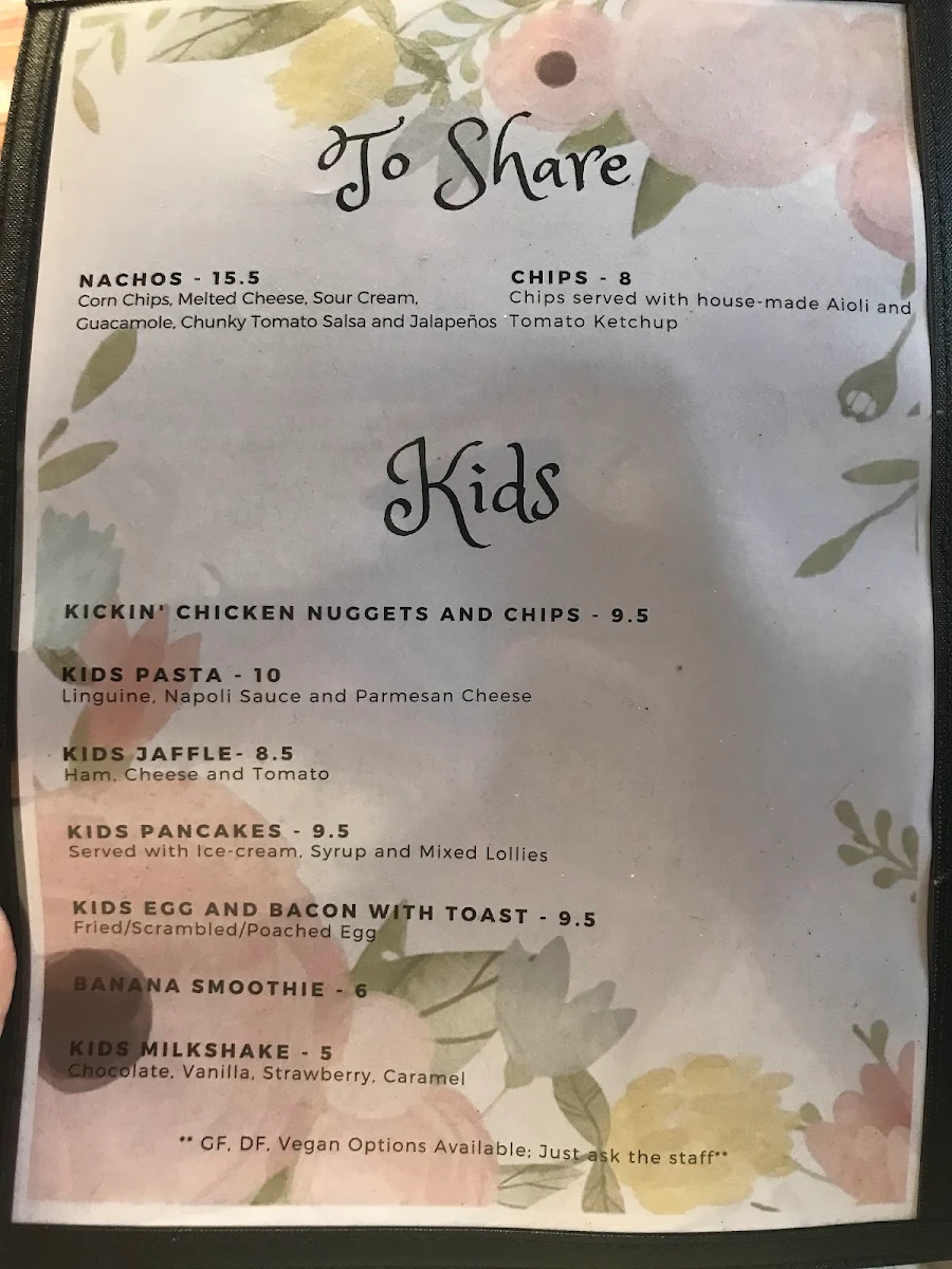 Menu, Brighton Schoolhouse