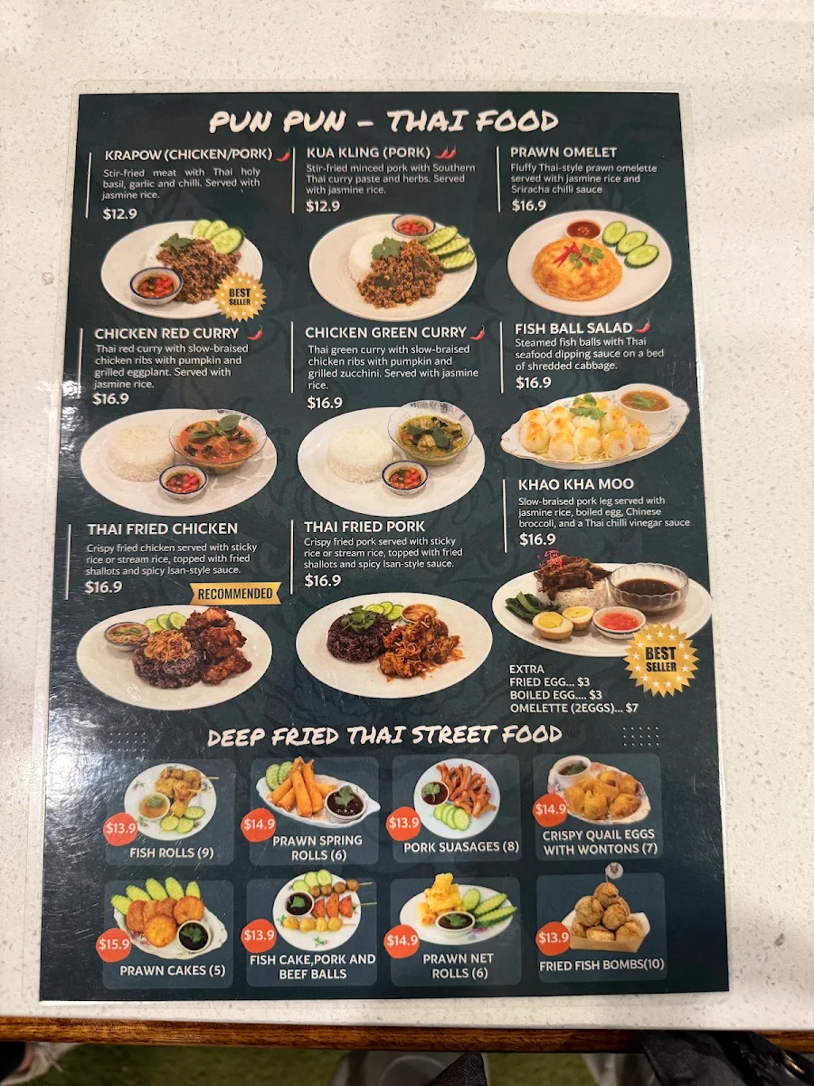 Menu, Pun Pun Desserts