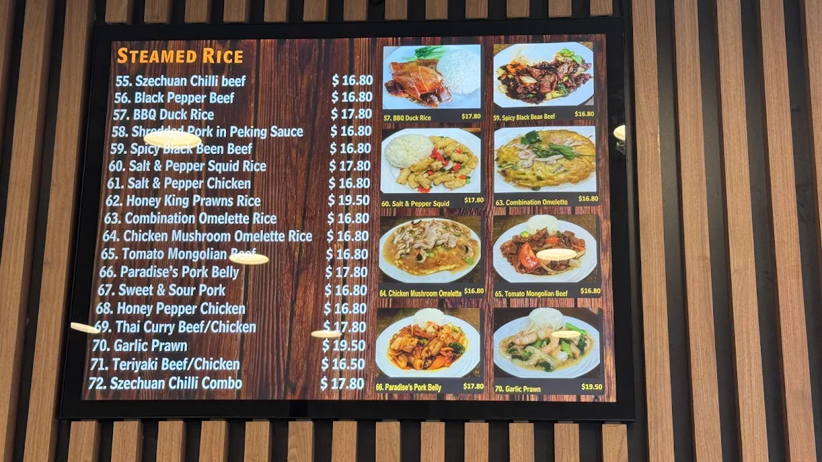 Menu, Noodle Paradise