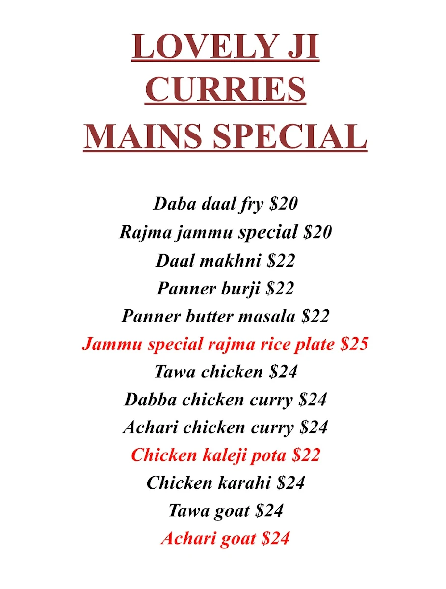 Menu, Lovely Ji
