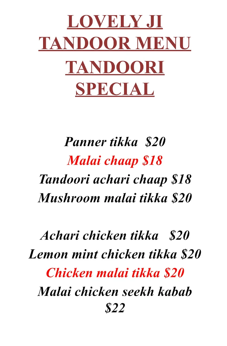 Menu, Lovely Ji