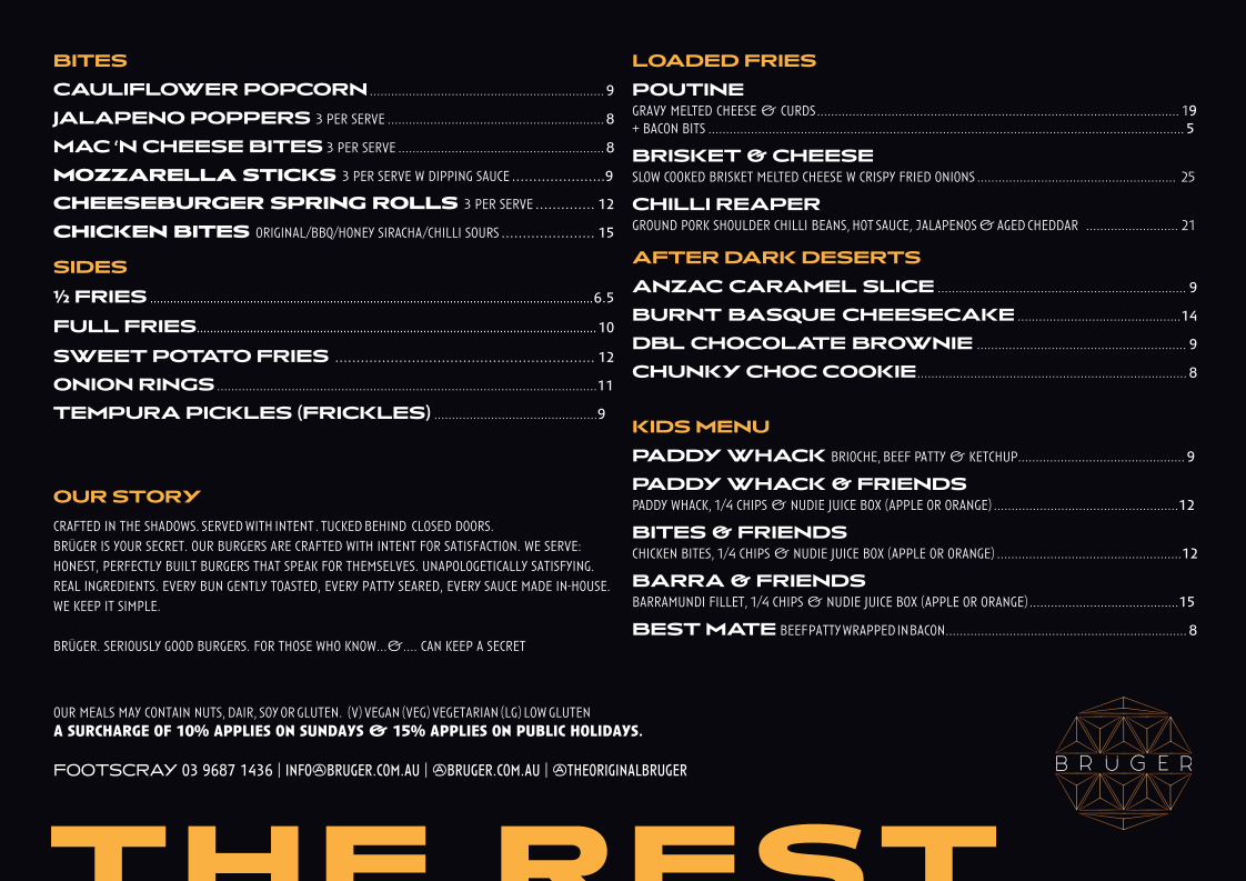 Menu, Brüger