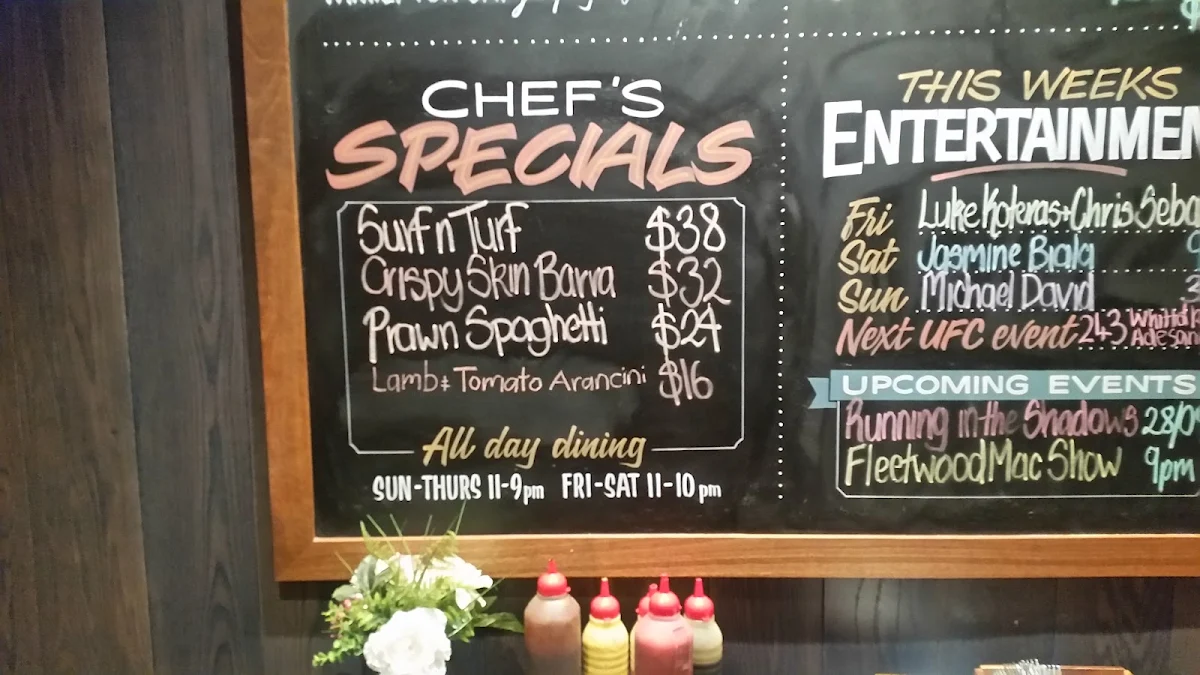 Menu, Gregory Hills Hotel