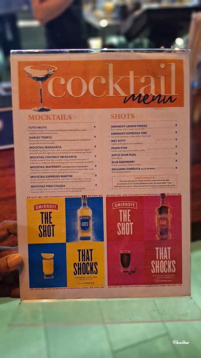 Menu, Tap'd Bar Ipswich