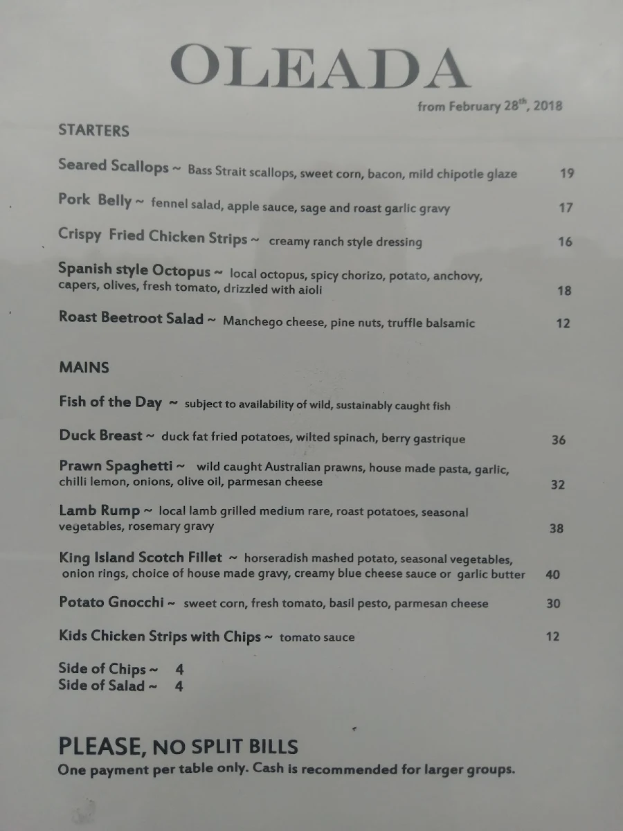 Menu, Oleada