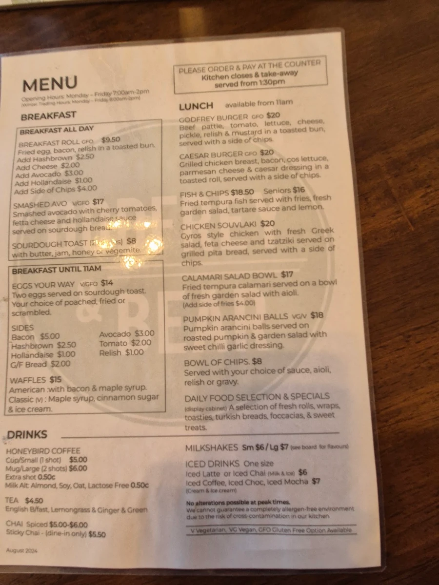 Menu, Godfrey & Bear