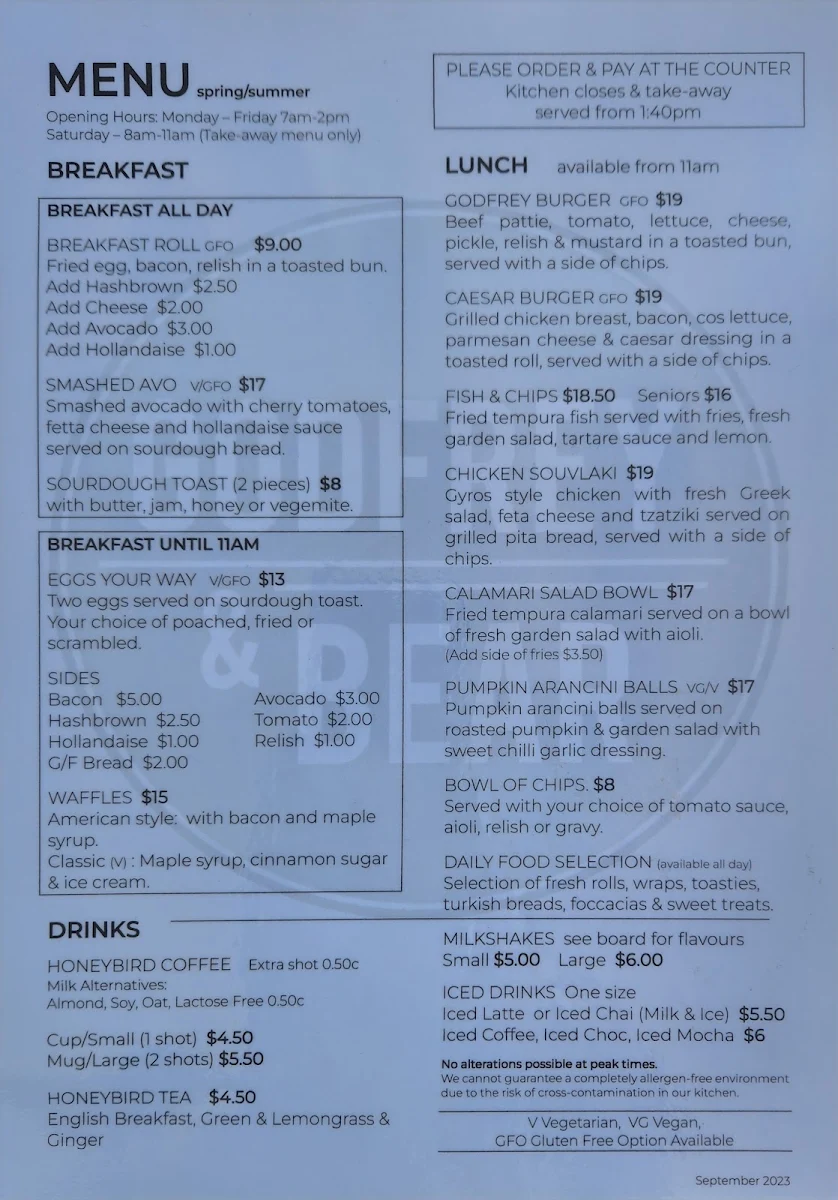 Menu, Godfrey & Bear