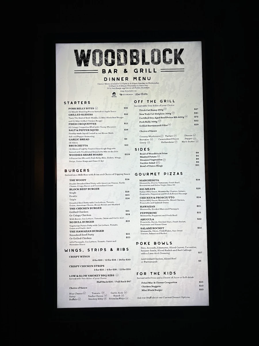 Menu, Woodblock