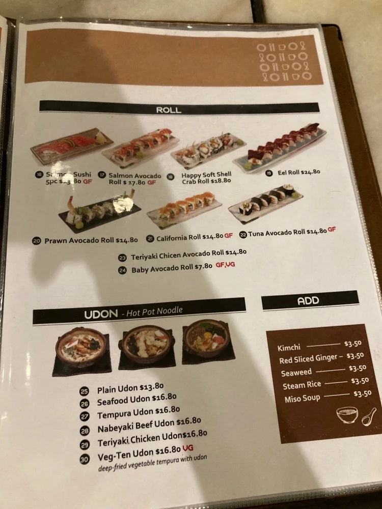 Menu, Happy 4 10