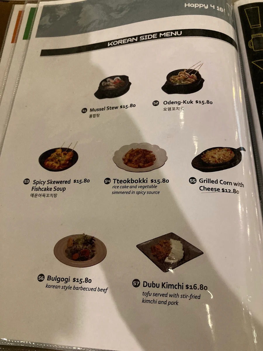 Menu, Happy 4 10