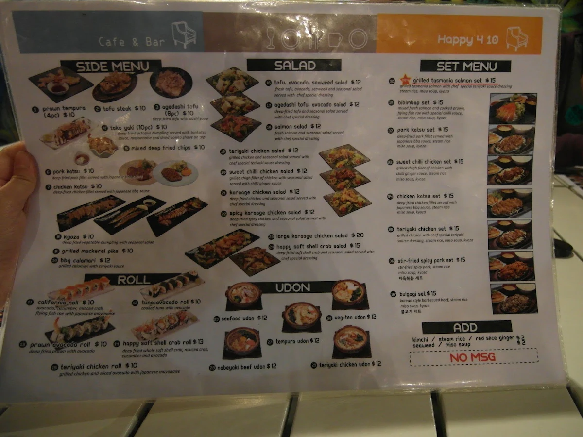 Menu, Happy 4 10