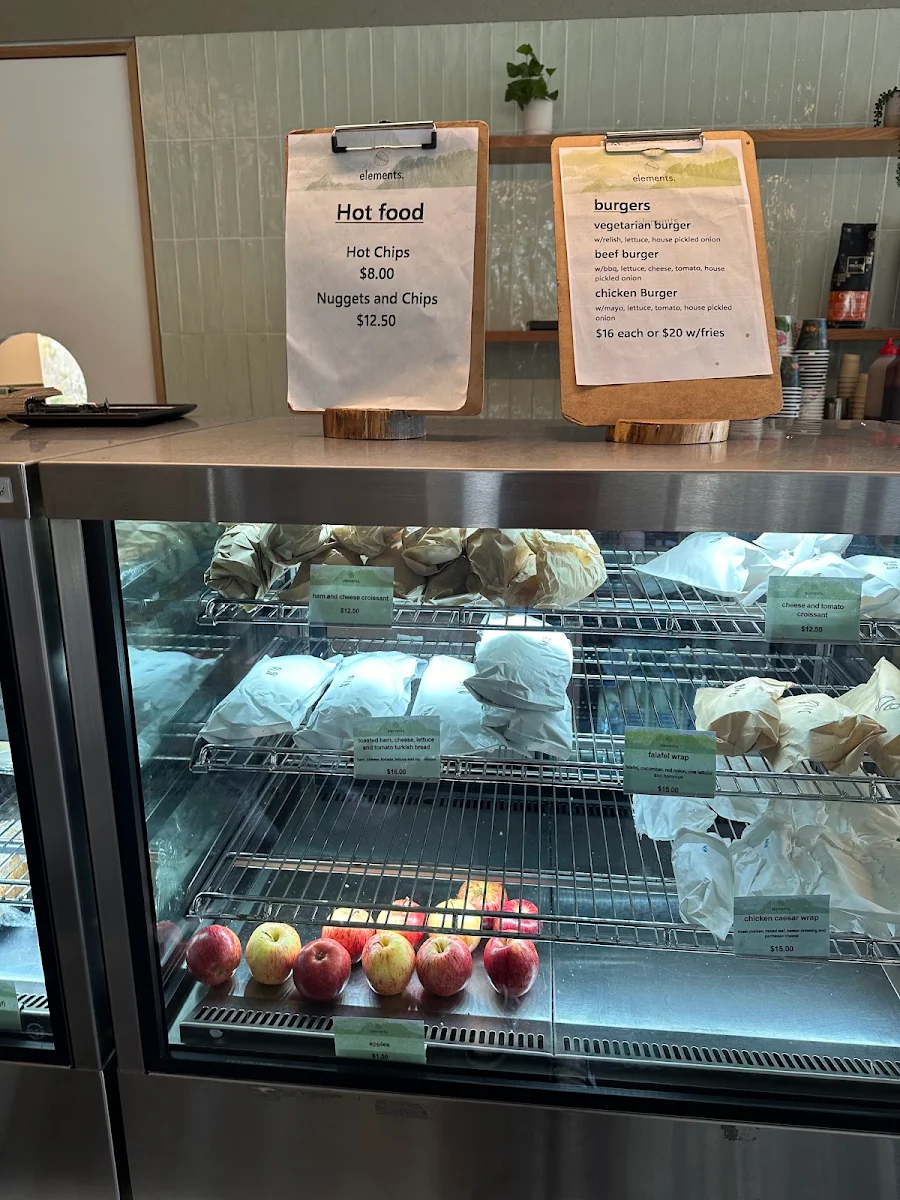 Menu, Elements Cafe